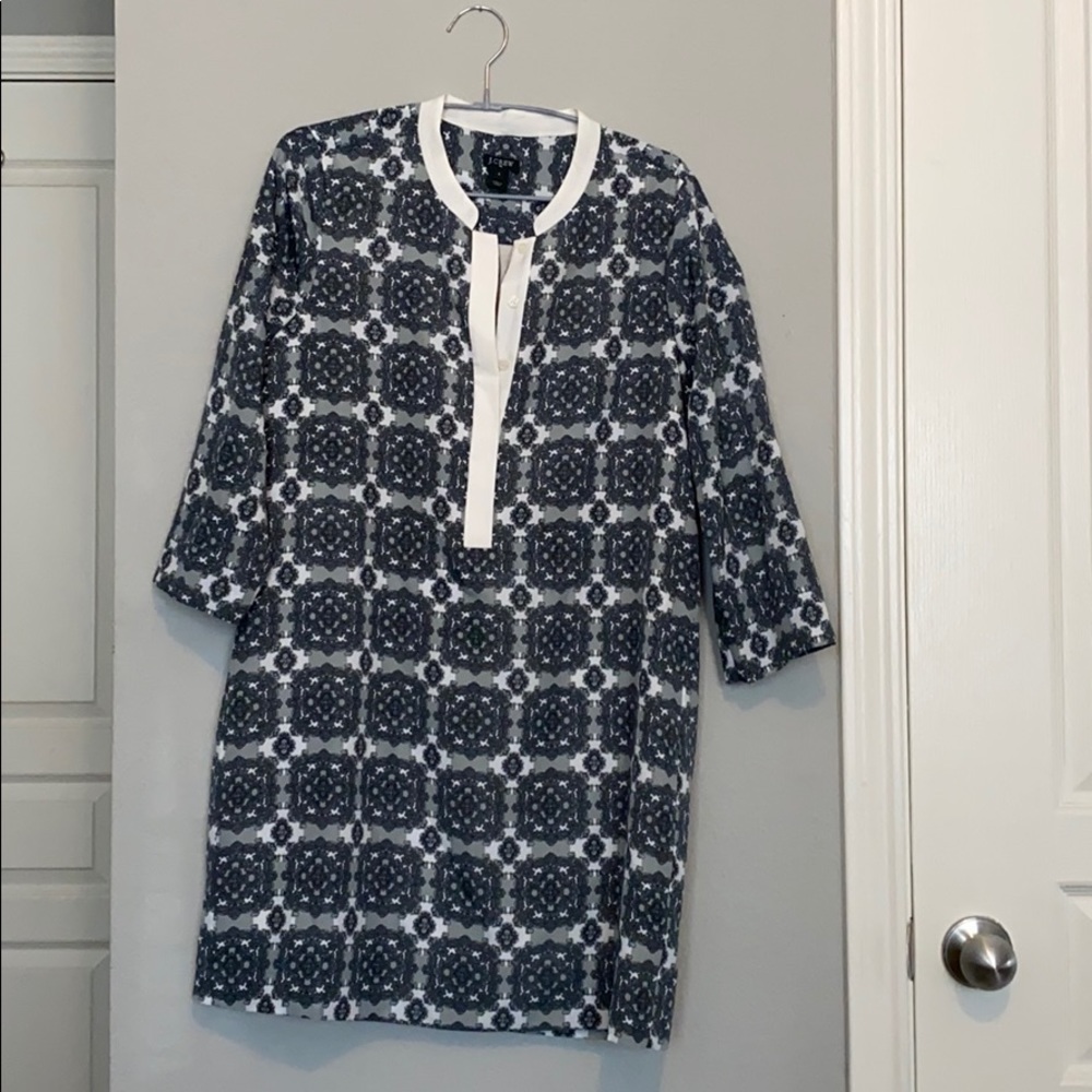 J CREW Patterned 3/4 Sleeves Above Knee Dress